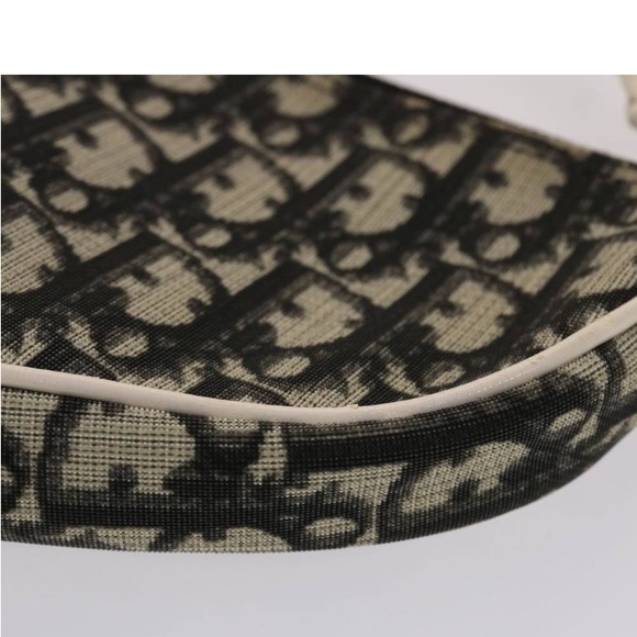 CHRISTIAN DIOR TROTTER Canvas Saddle Pouch Black/ White PREOWNED - Picture 9 of 16